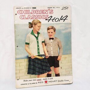 Knitting Book No. 512 Coats & Clark's Children's Classics 50s 1956 Vintage Socks